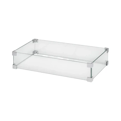 Sikkerhedsglas til rektangulær gasbrænder – passer til 67 cm model. Inkl. beslag Sikkerhedsglas til rektangulær gasbrænder