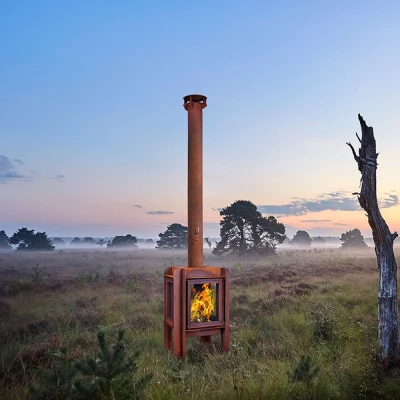 Havepejs i rustet stål Fennek 50 rustet stål havepejs