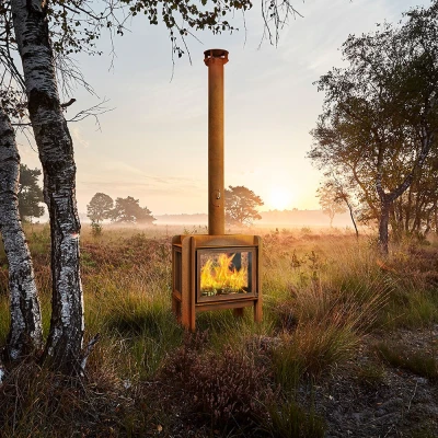 Havepejs i rustet stål Fennek 80 rustet stål havepejs