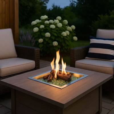 Indbygnings gasbrænder i rustfrit stål – perfekt til udendørs gør det selv-projekter. Indbygnings gasbrænder 40 cm i rustfrit stål til udendørs gør det selv-pejs.