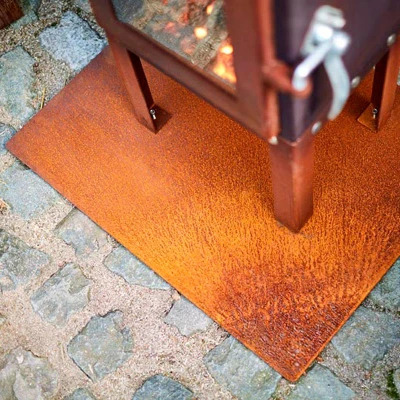 Gulvplade til havepejse Floor plate i corten steel til havepejse