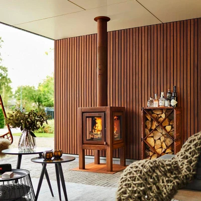 Havepejs i rustet stål Quaruba XL rustet stål havepejs