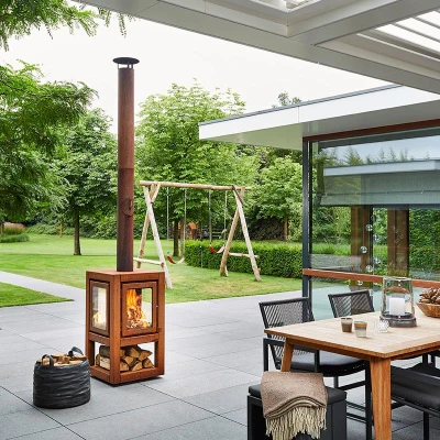 Havepejs i rustet stål Quaruba XL Mobile rustet stål havepejs