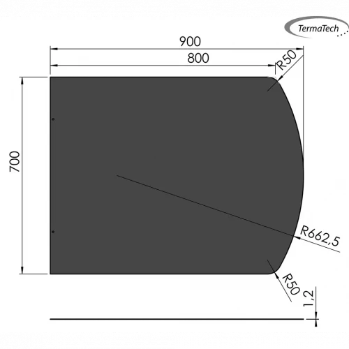 Gulvplade til biopejs fra Termatech Termatech gulvplade til pejs 70 x 90 cm