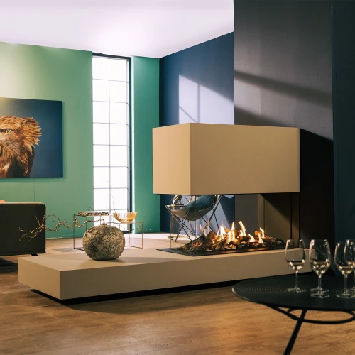 Faber MatriX Hybrid 800/500 RD gaspejs som indbygget rumdeler i sort design