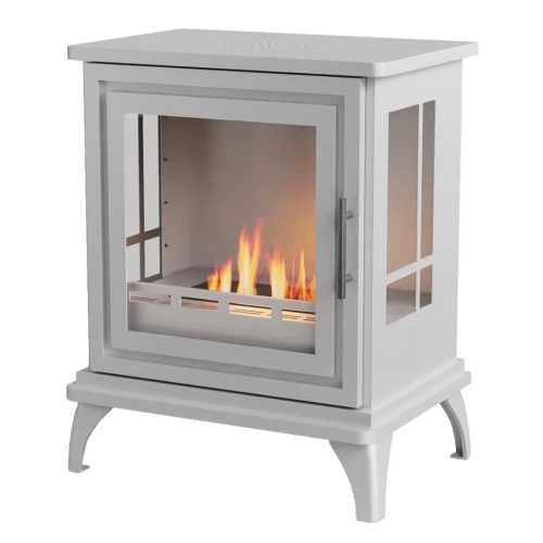 ScandiFlames Nashville i hvid ScandiFlames Nashville - Fritstående bioethanol pejs i brændeovnsdesign og hvid finish